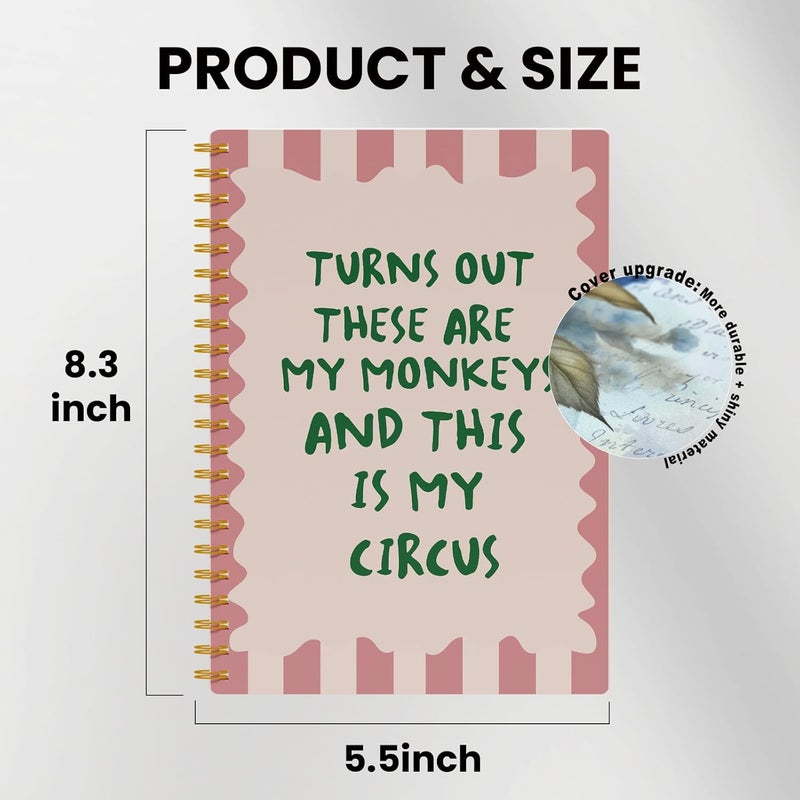 EKGJW Funny Monkey Circus Notebook Journal-Sarcastic Mental Health Spiral Notebook 5.5x8.3,Overwhelmed Humor Gifts for Women Coworkers Boss,Quirky Office Supplies - Image 2